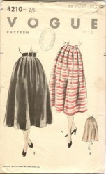 8210 VOGUE SO EZ '55 2 PC PLEAT SKIRT, BELT PATTERN 26'' WAIST
